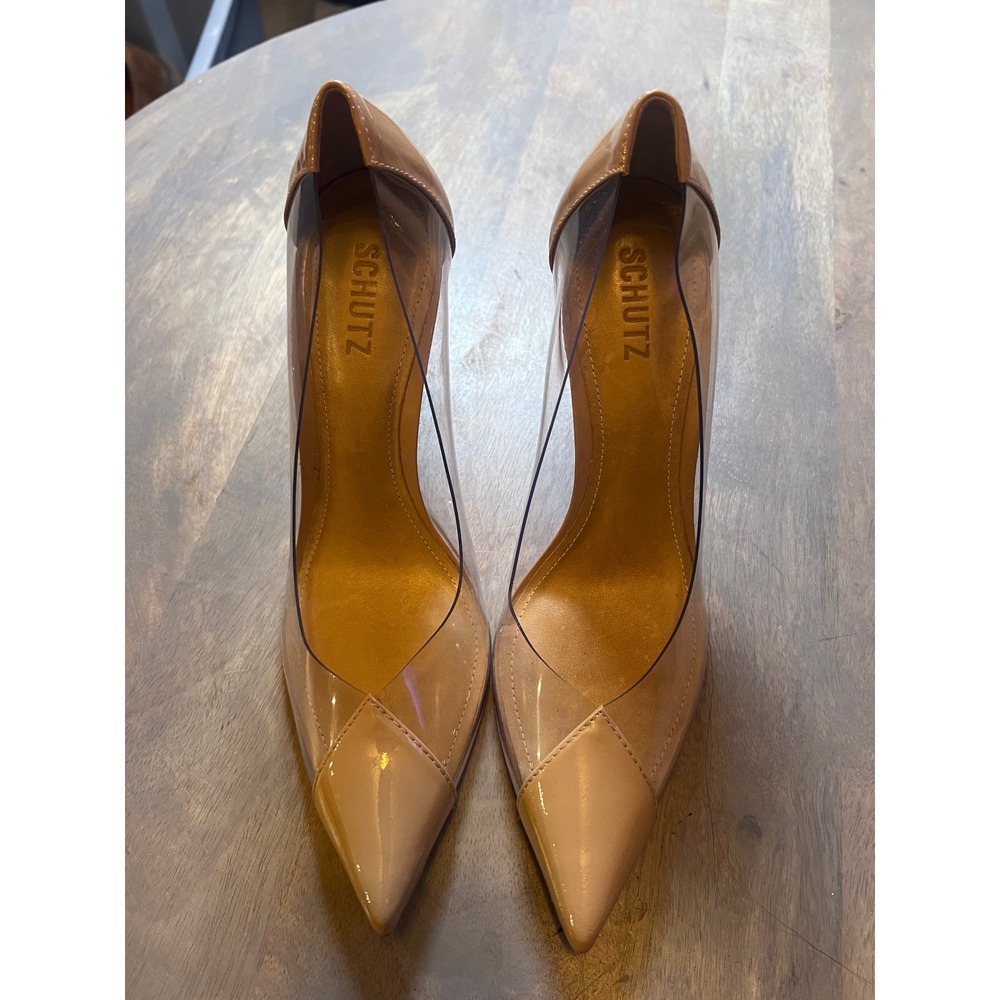 Schutz Womens Pumps Transparent PVC Patent Leather Nude 9.5B